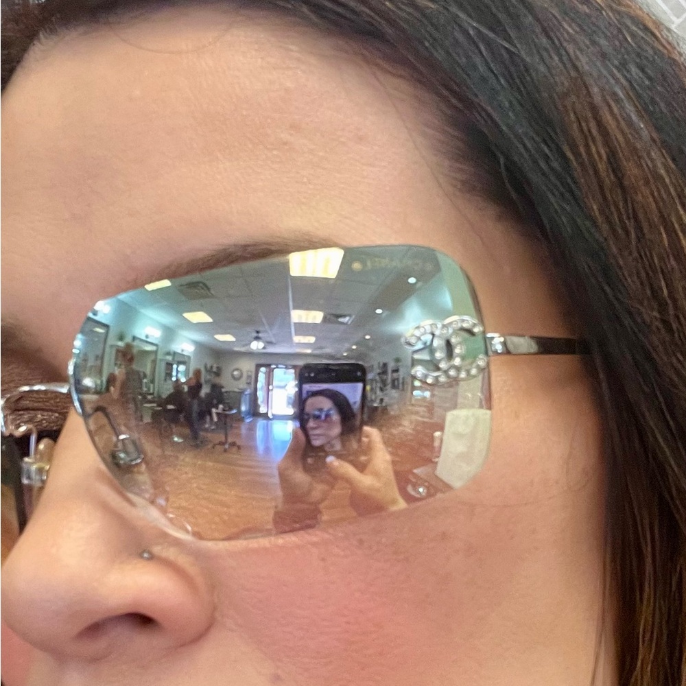 💯 AUTH | CHANEL 4017-D | ULTRA-RARE IRIDESCENT | RIMLESS DIAMOND CC SUNGLASSES - Picture 7 of 16